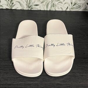 PrettyLittleThing White Slide Sandals